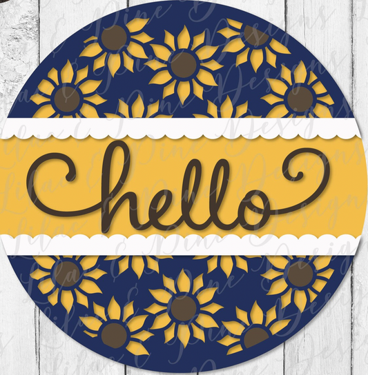 Hello Sunflower Door Hanger