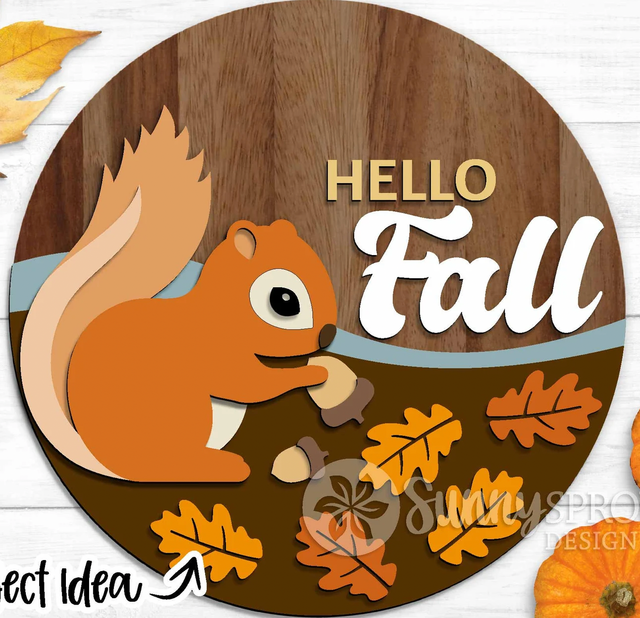 Hello Fall Squirrel Door Hanger