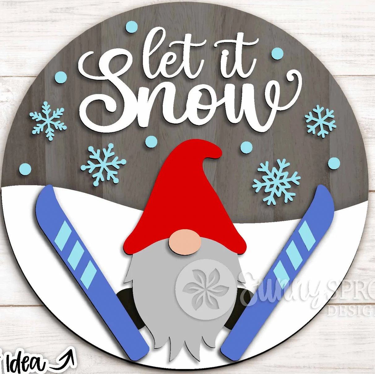 Let it Snow Gnome Ski Door Hanger