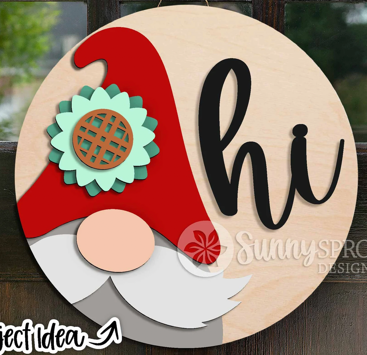 Gnome Sunflower Door Hanger