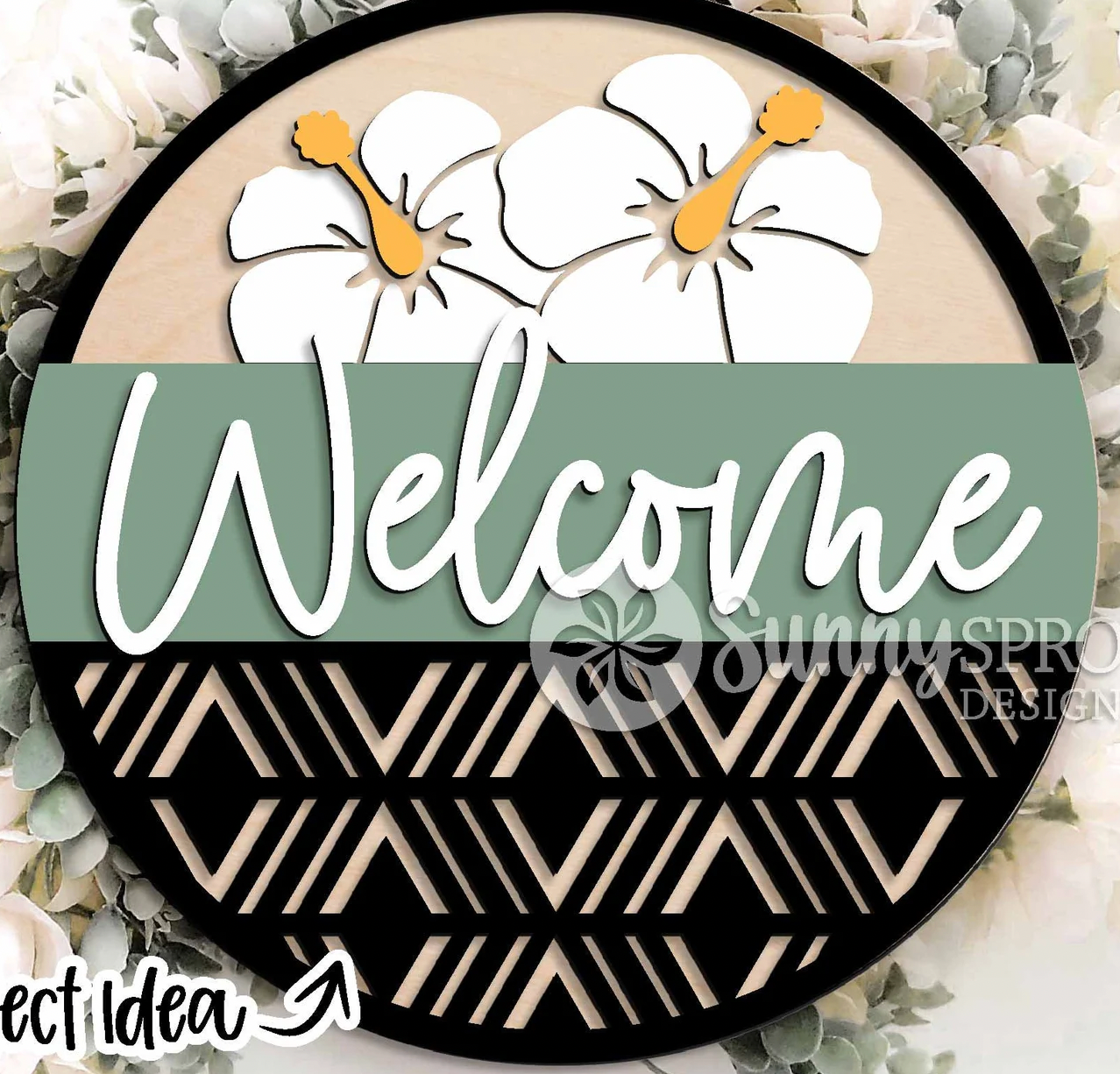 Welcome Geometric Flower Door Hanger