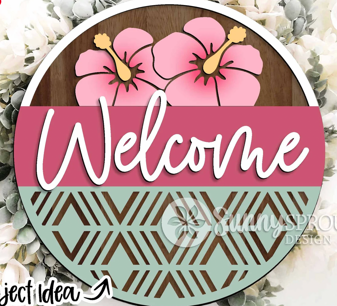 Welcome Geometric Flower Door Hanger