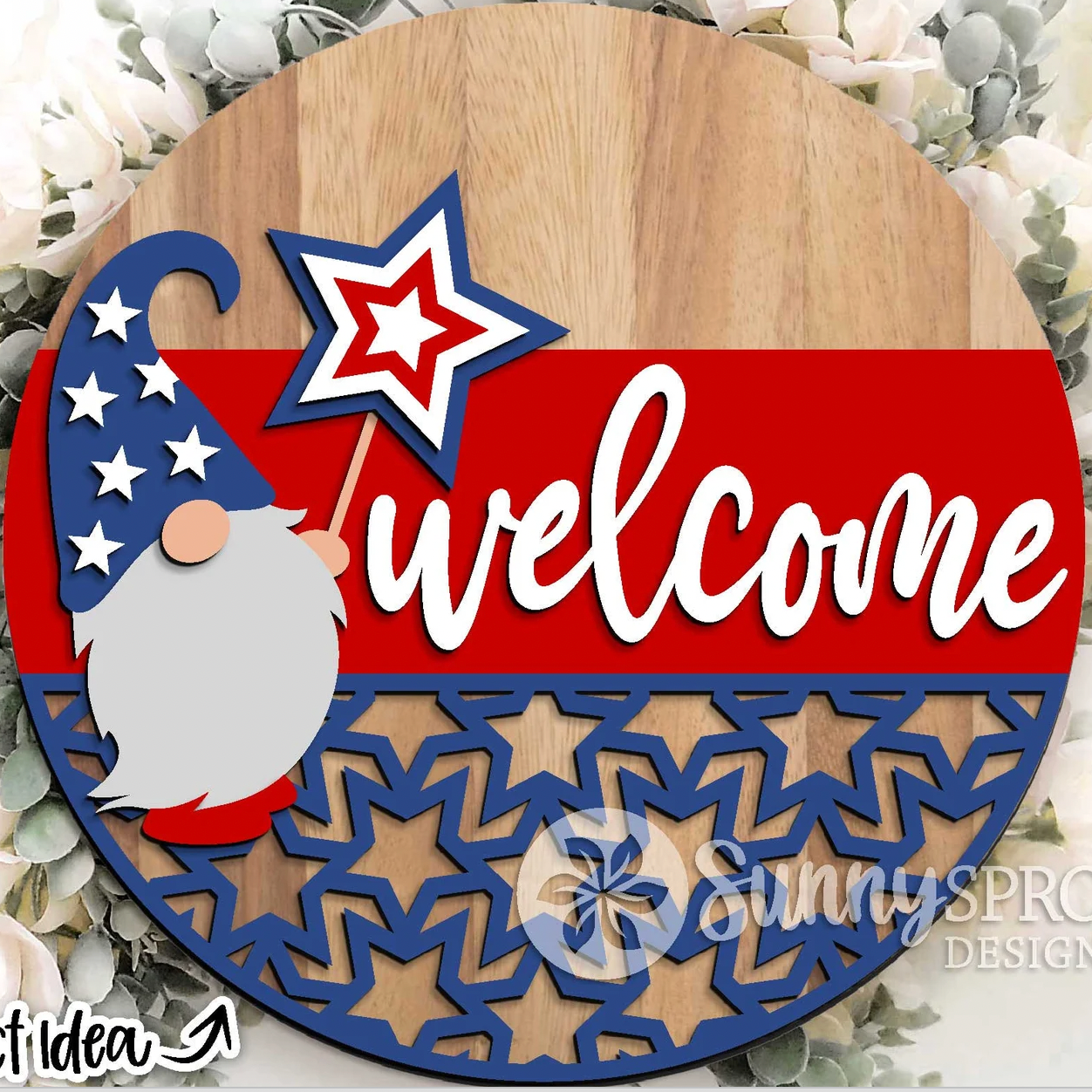Gnome Welcome Patriotic Door Hanger