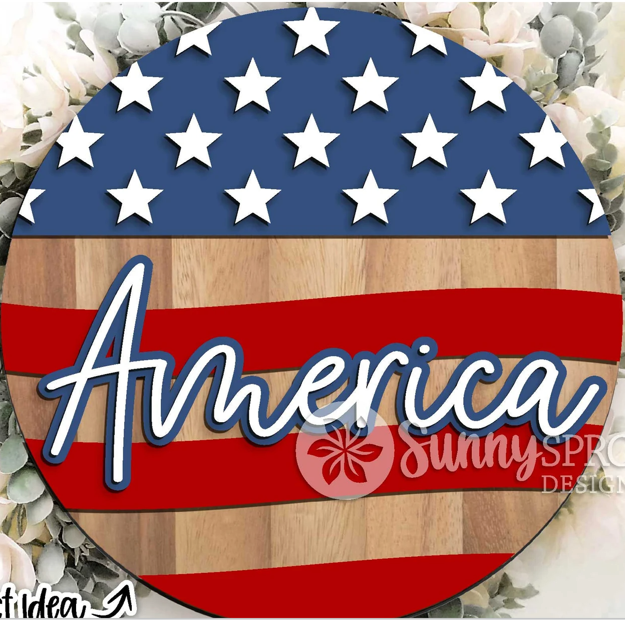 American Round Flag Door Hanger