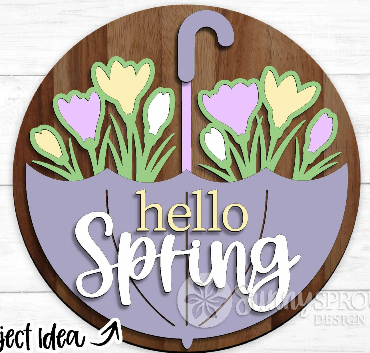 Hello Spring Umbrella Crocus Door Hanger