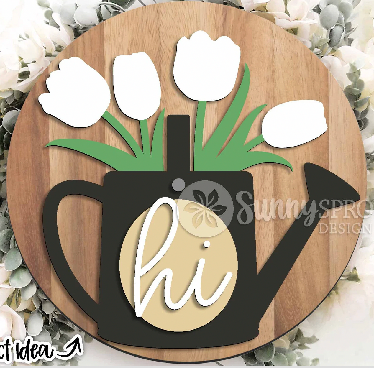 Spring Tulip Watering Can Door Hanger