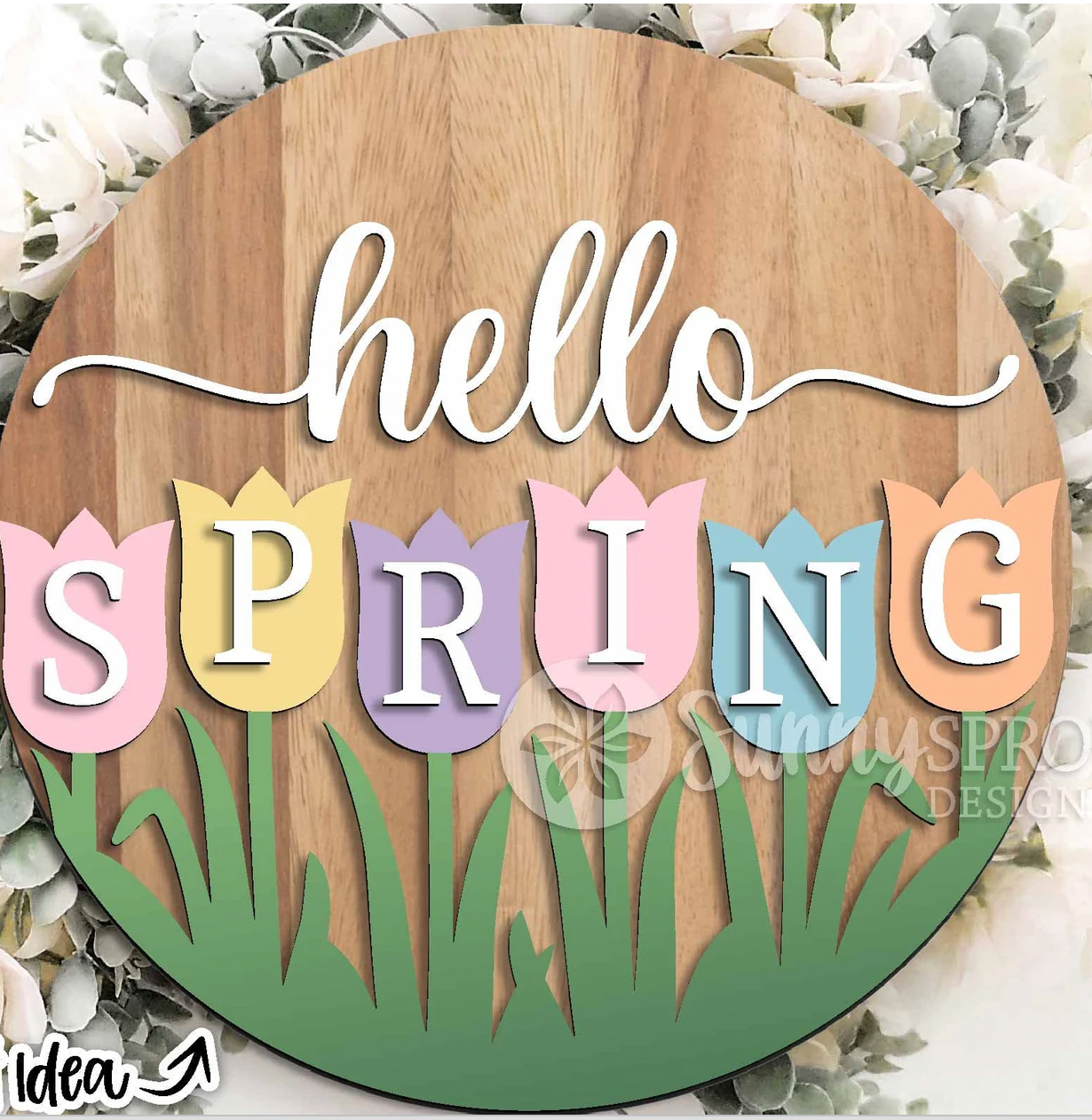 Hello Spring Tulips Door Hanger
