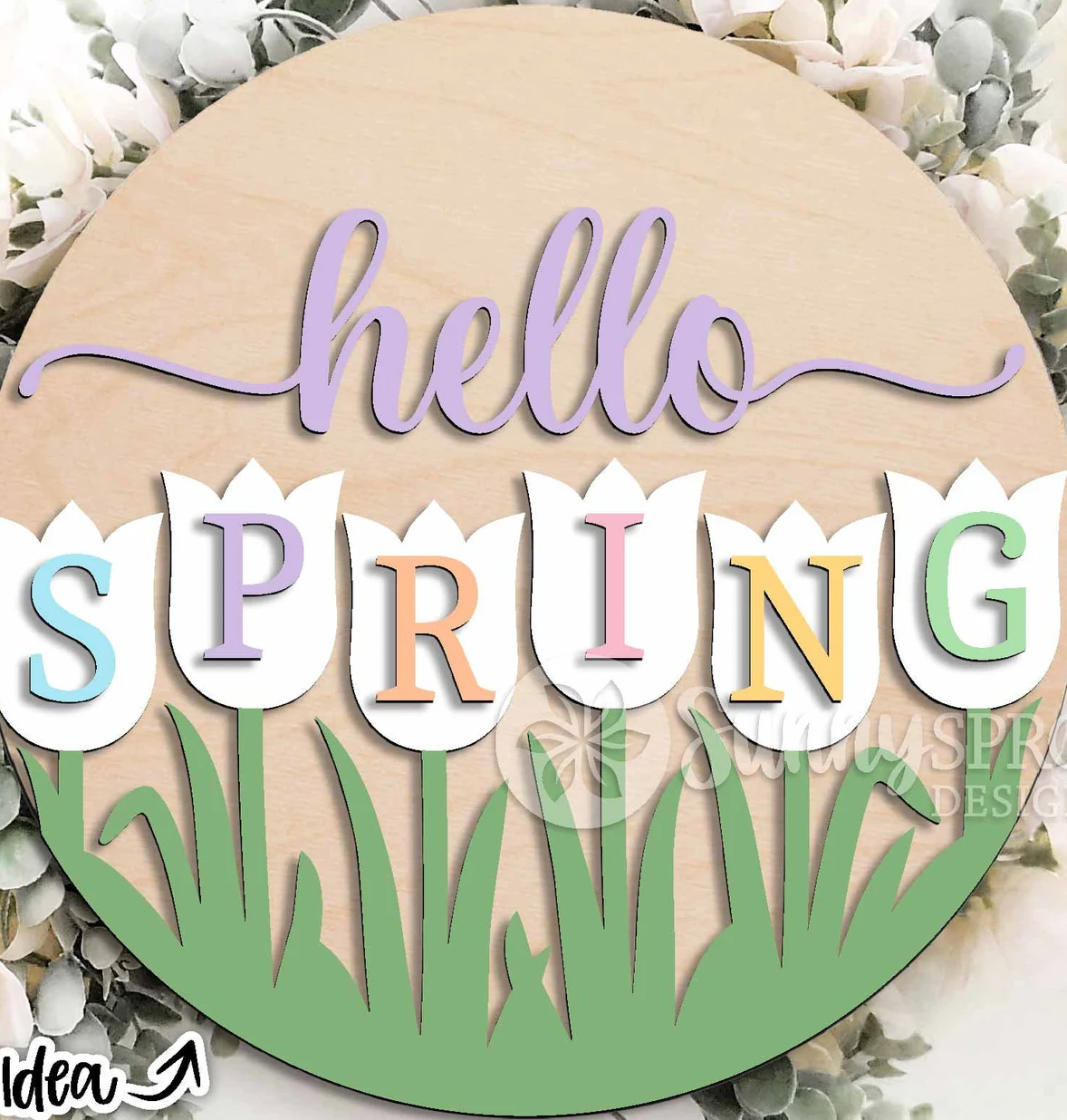 Hello Spring Tulips Door Hanger