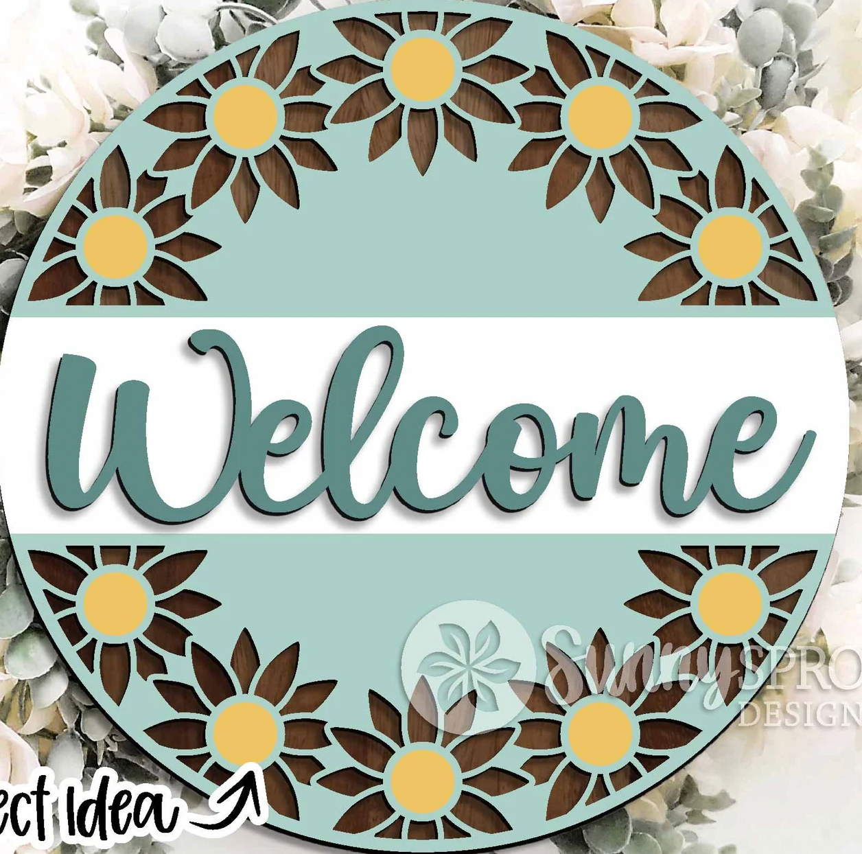 Welcome Sunflower Round Door Hanger