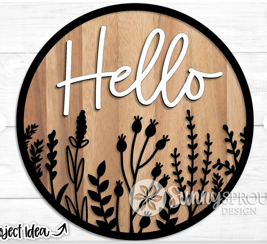 Hello Wildflower Door Hanger
