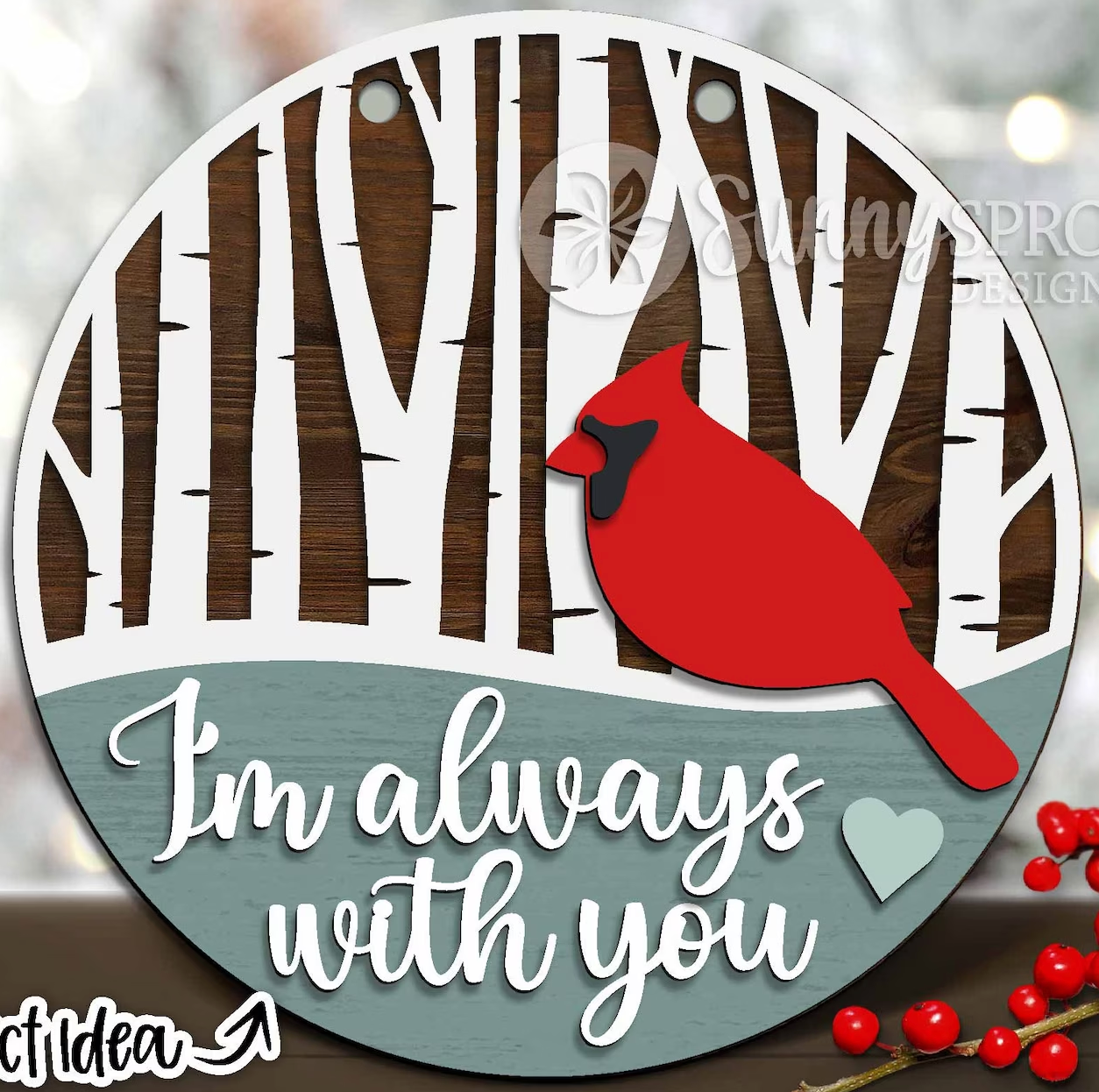 I am Always With You Cardinal Birch Tree Door Hanger