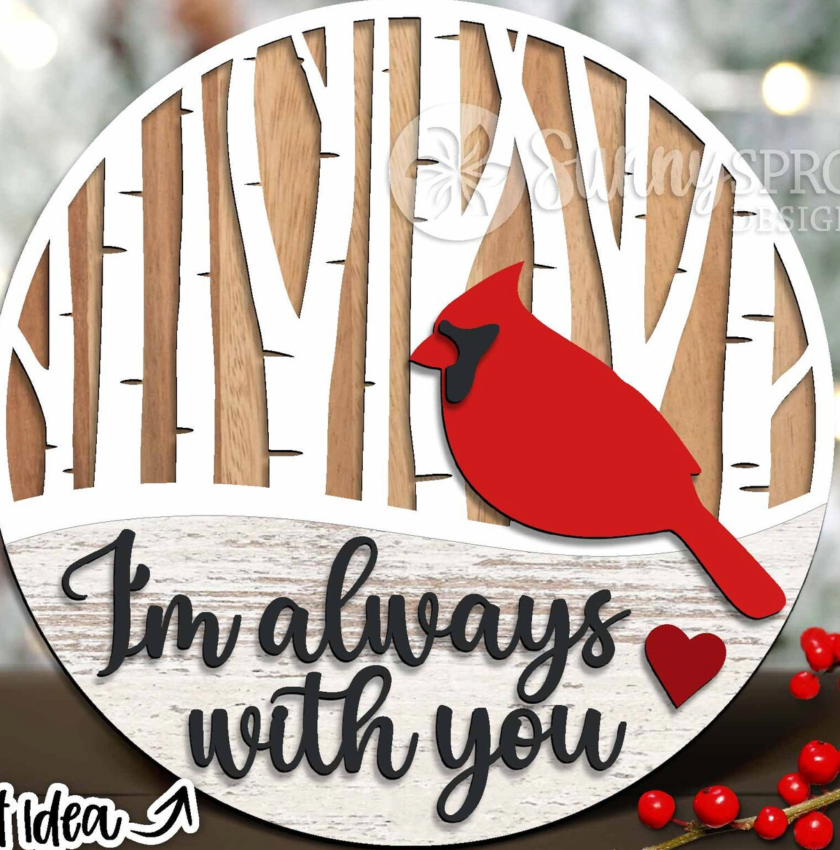 I am Always With You Cardinal Birch Tree Door Hanger