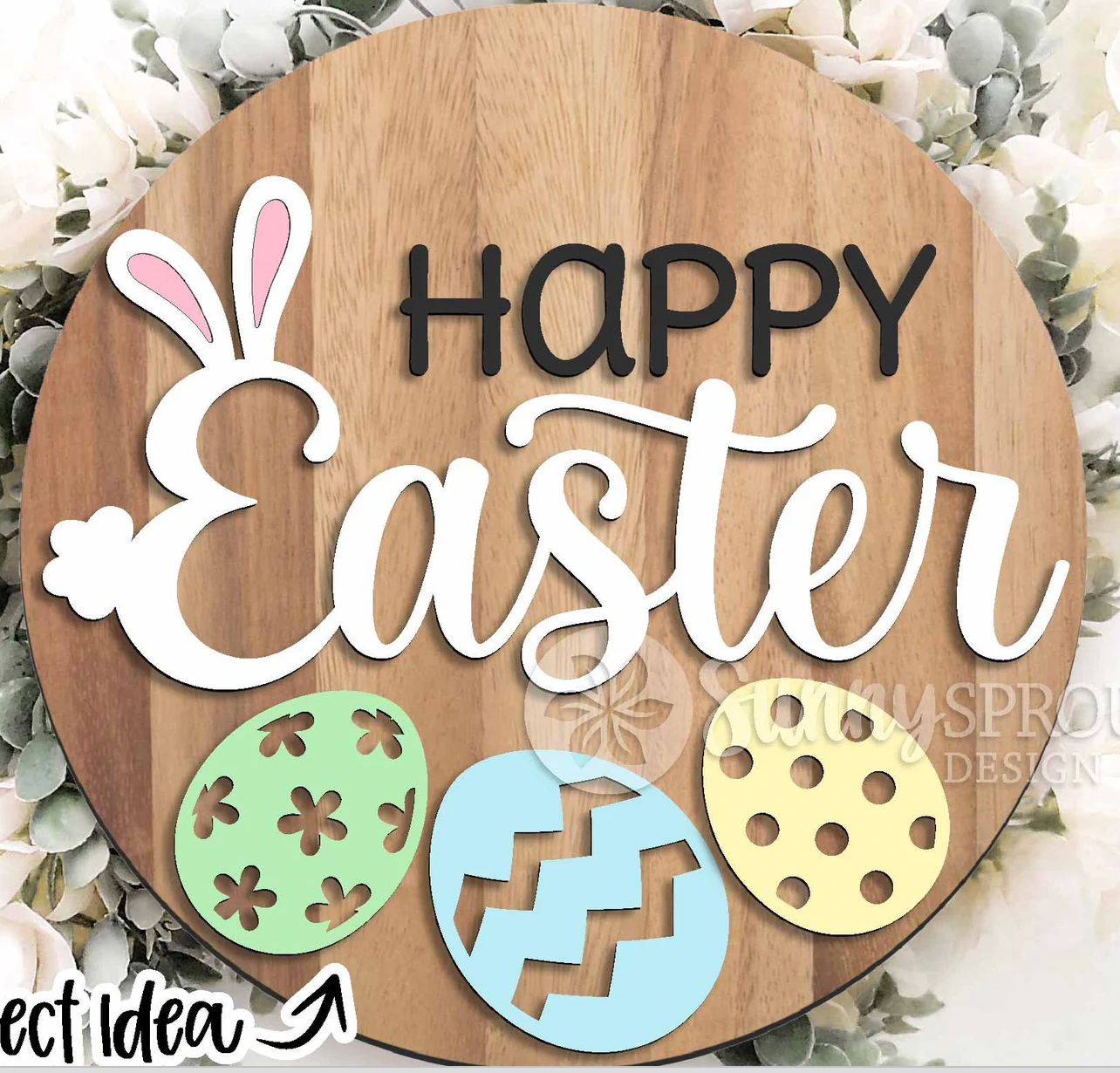 Happy Easter Door Hanger with Eggs