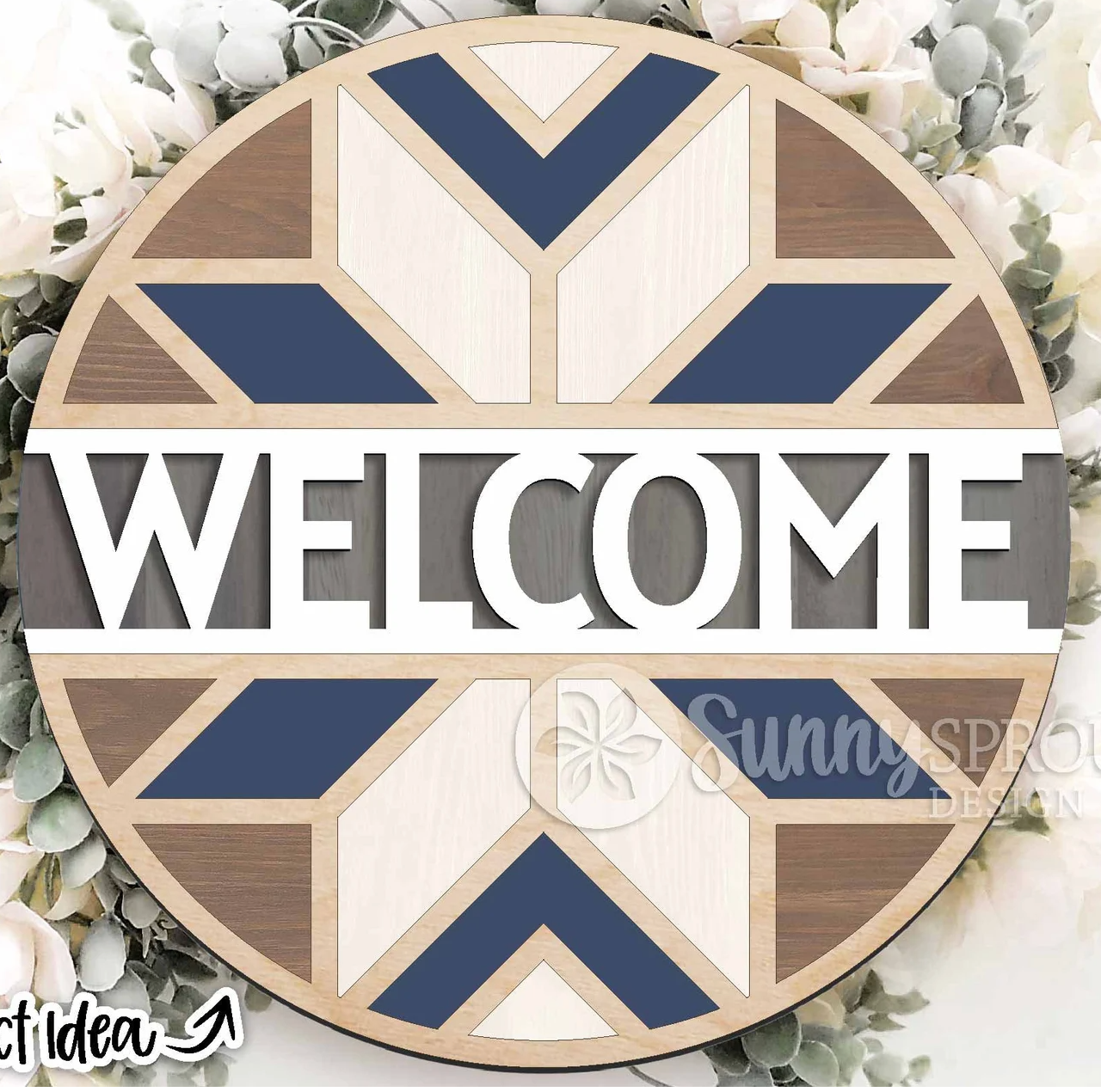 Welcome Barn Quilt Style Door Hanger