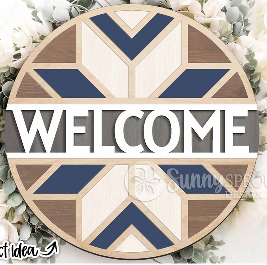 Welcome Barn Quilt Style Door Hanger