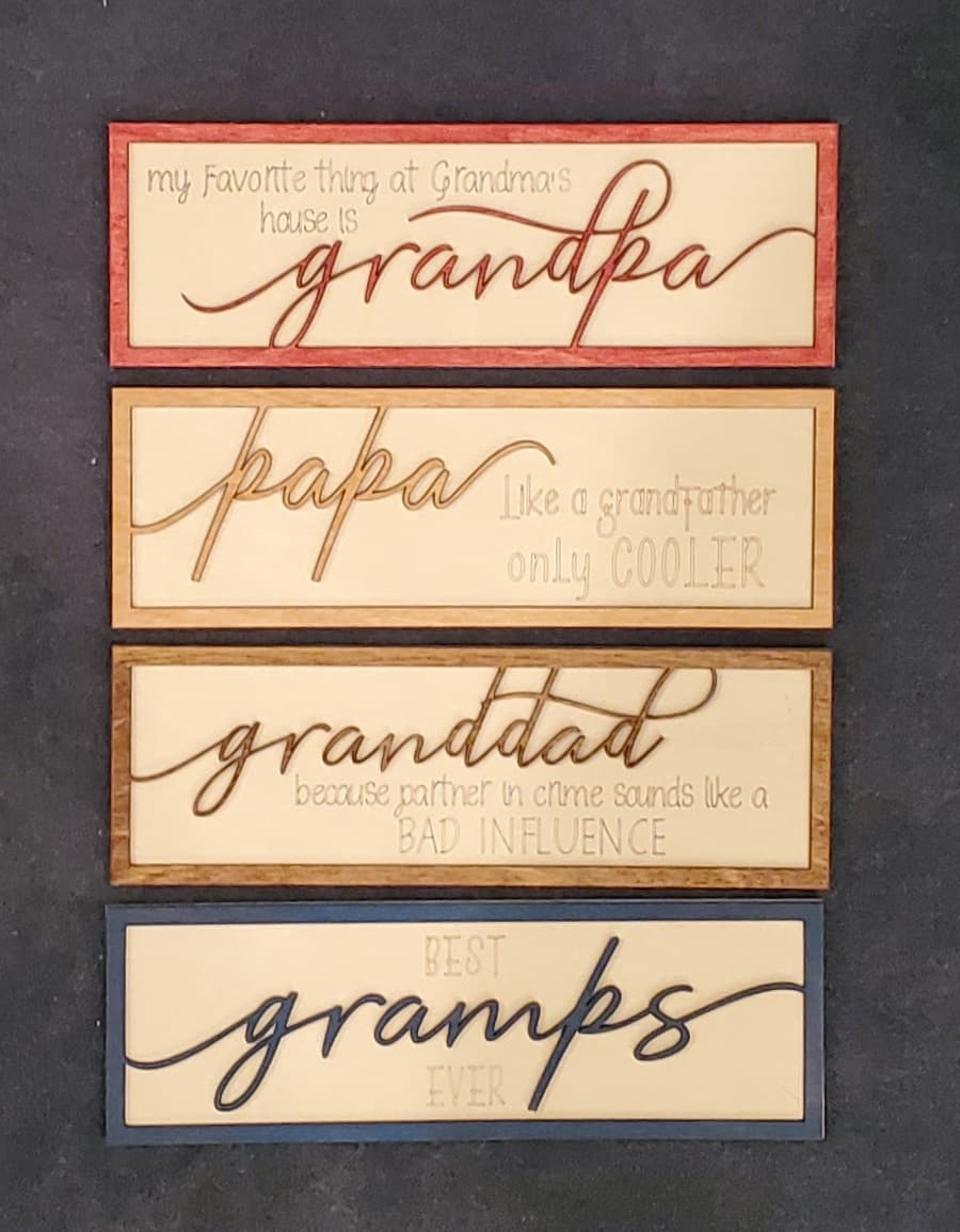 Celebrating Grandfathers SVG Laser ready files BUNDLE Glowforge Father's Day