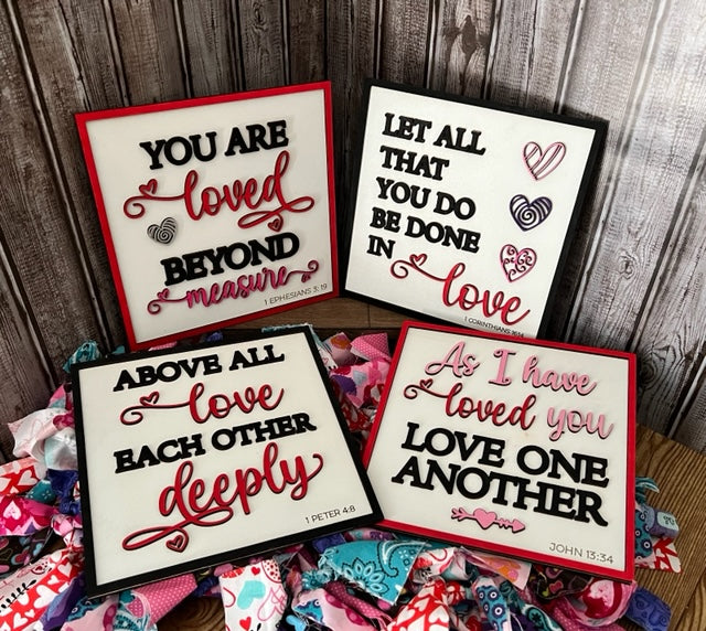 BUNDLE Set of 4 Valentine Love Scripture SVG Laser Ready Files Layered Wood Cut Designs