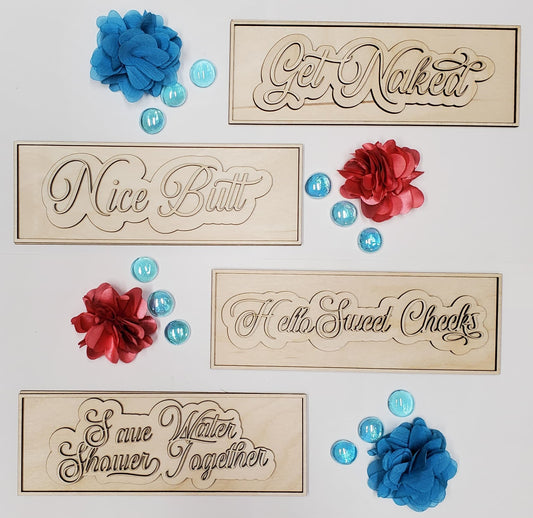 Set of 4 Rectangle Layered Bathroom Signs SVG FILE Laser ready GLOWFORGE