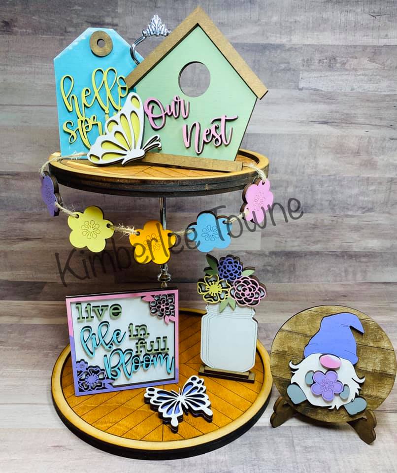 Spring Theme Tiered Tray