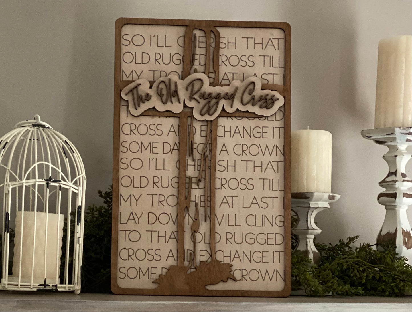 Layered Hymn: Old Rugged Cross SVG Laser Ready File GLOWFORGE