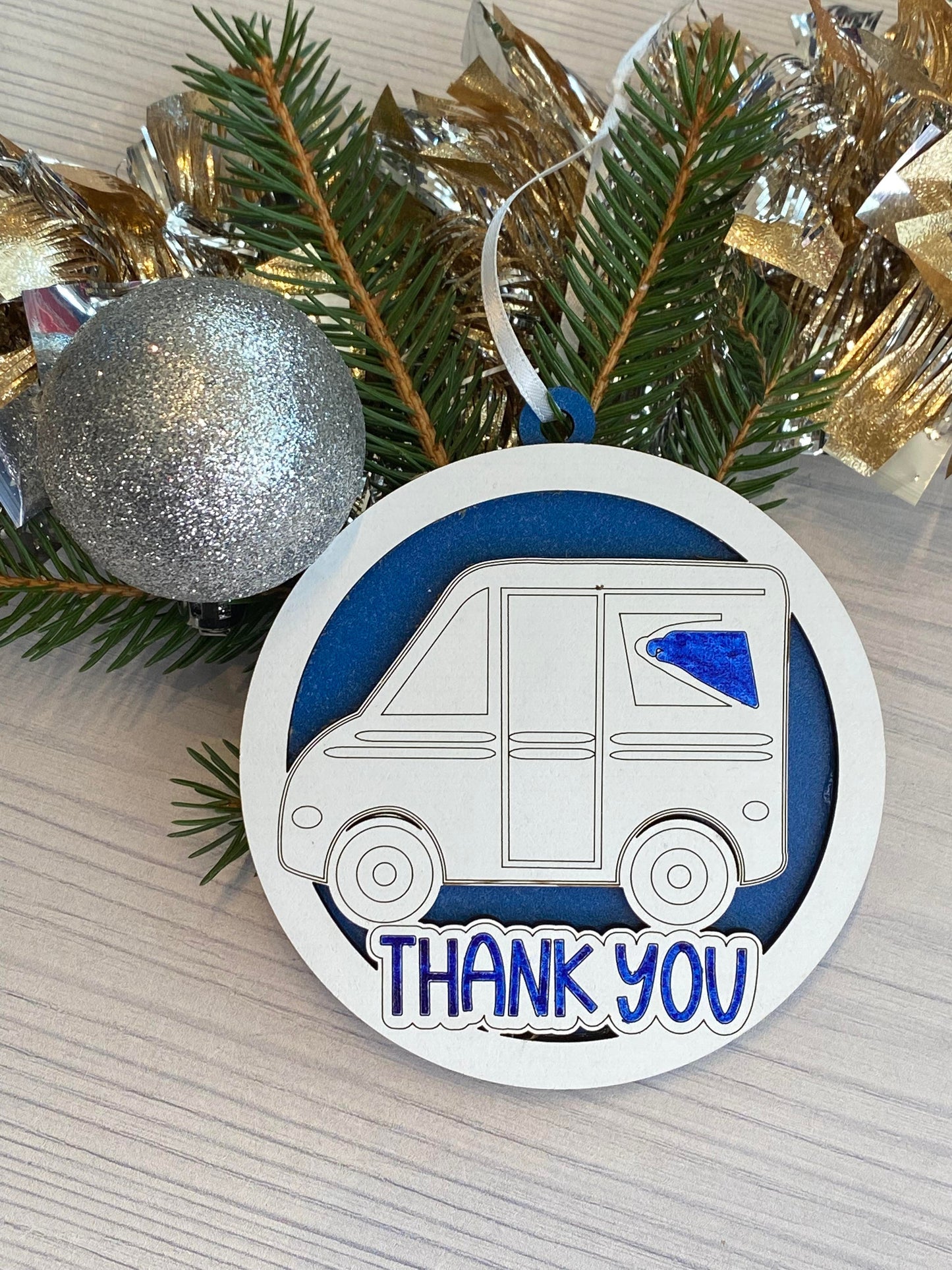 Thank You Teacher Bus Driver Postman Ornaments Gift Tags Set of 4 SVG Laser Ready File Holiday
