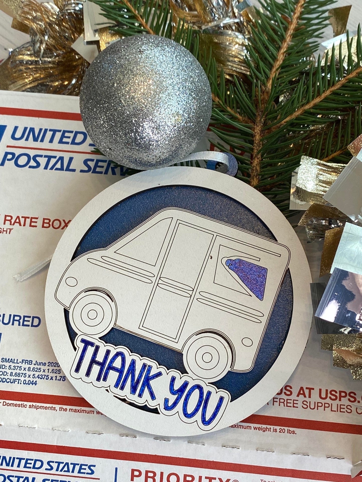 Thank You Teacher Bus Driver Postman Ornaments Gift Tags Set of 4 SVG Laser Ready File Holiday