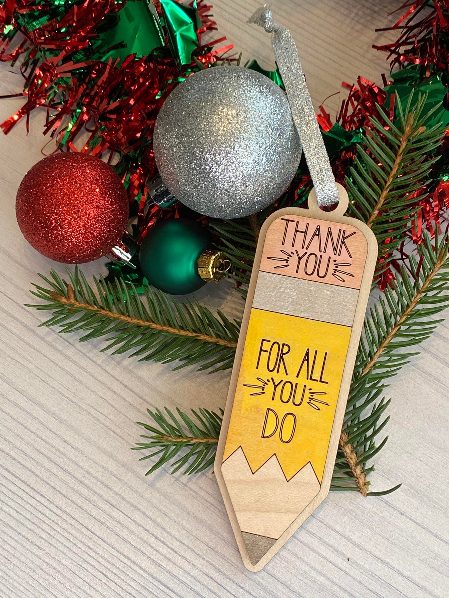 Thank You Teacher Bus Driver Postman Ornaments Gift Tags Set of 4 SVG Laser Ready File Holiday