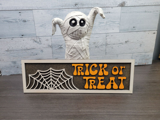Trick or Treat Halloween Rectangle Spiderweb Laser SVG File