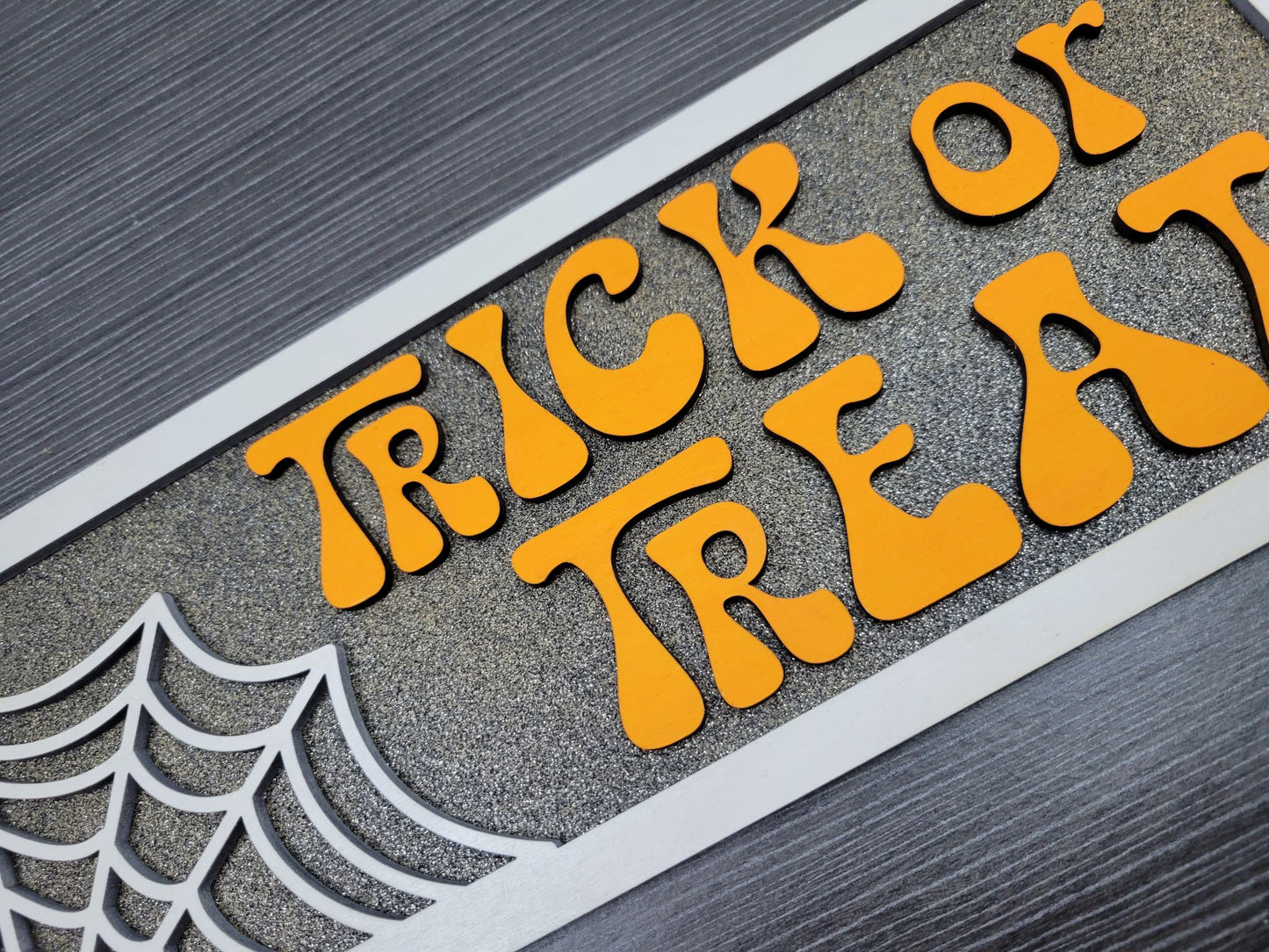 Trick or Treat Halloween Rectangle Spiderweb Laser SVG File
