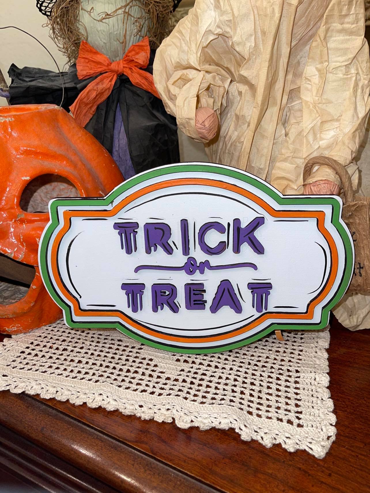 Halloween Duo Trick or Treat SVG File Laser Ready Double Framed Glowforge