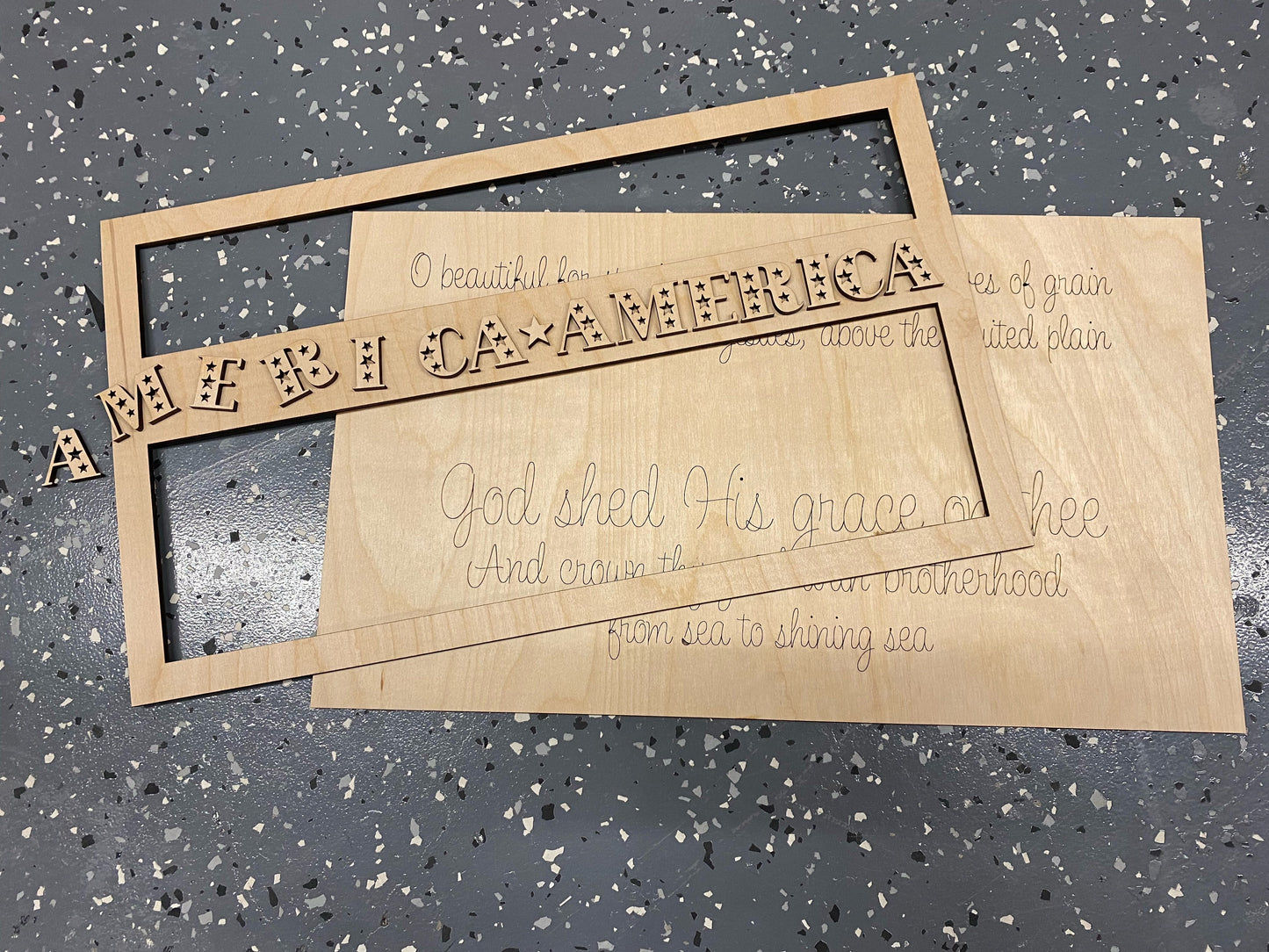 America the Beautiful Layered Sign SVG Laser File Glowforge Ready Two versions