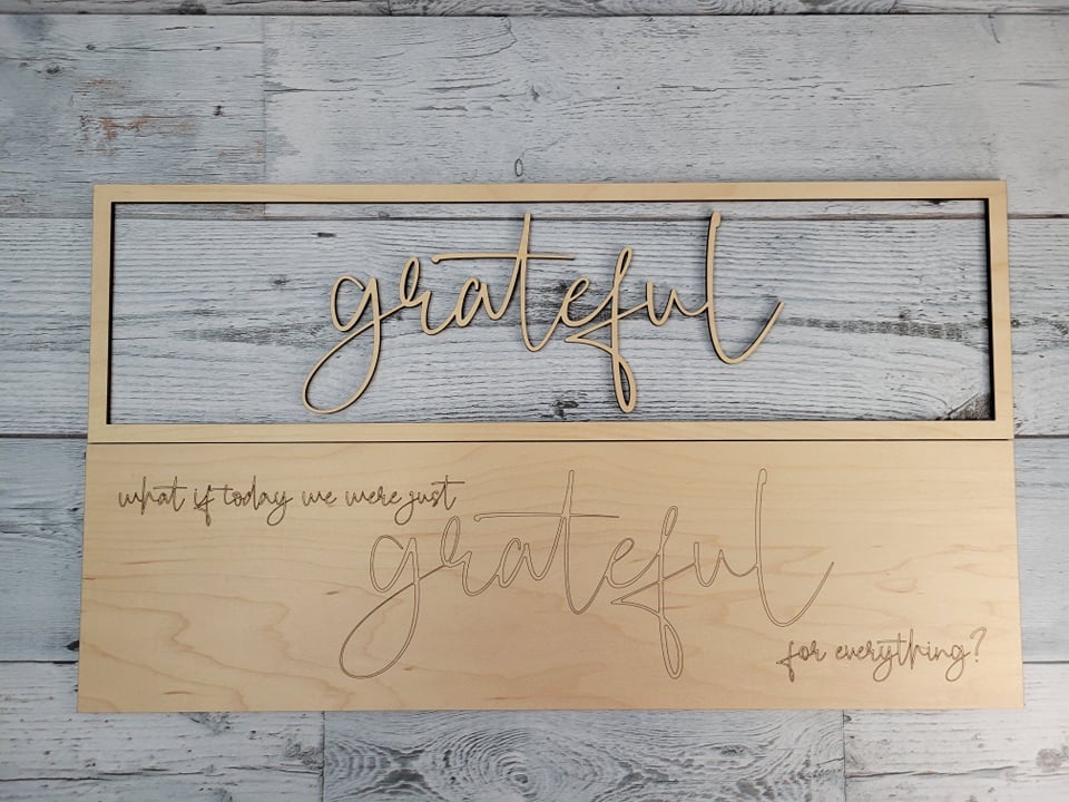 Layered Fall Thanksgiving Thankful Grateful DUO SVG Home Decor Shelf Sitter Sign