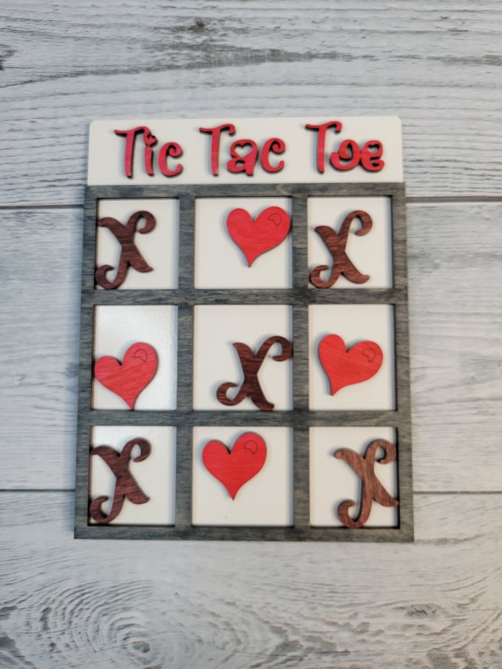 Valentine Tic Tac Toe Game DIY Kit for Kids SVG Laser Ready File