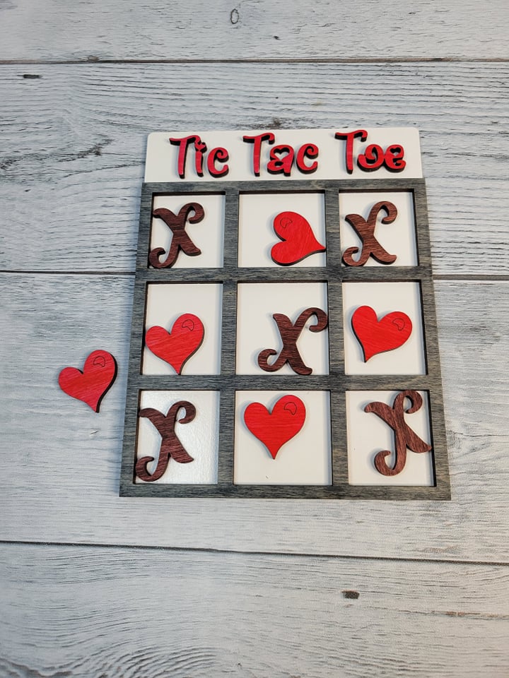Valentine Tic Tac Toe Game DIY Kit for Kids SVG Laser Ready File