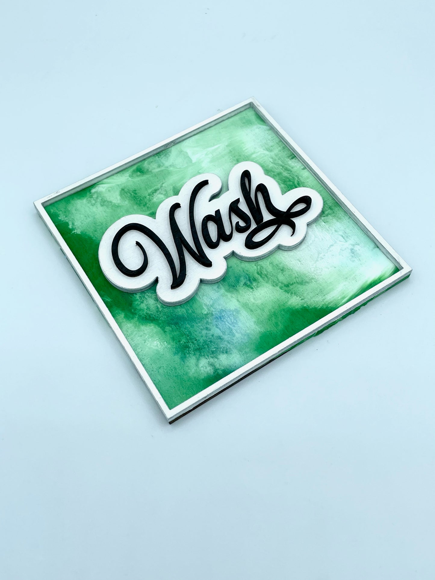 Set of 4 Square Layered Bathroom SIgns SVG Laser Ready File GLOWFORGE