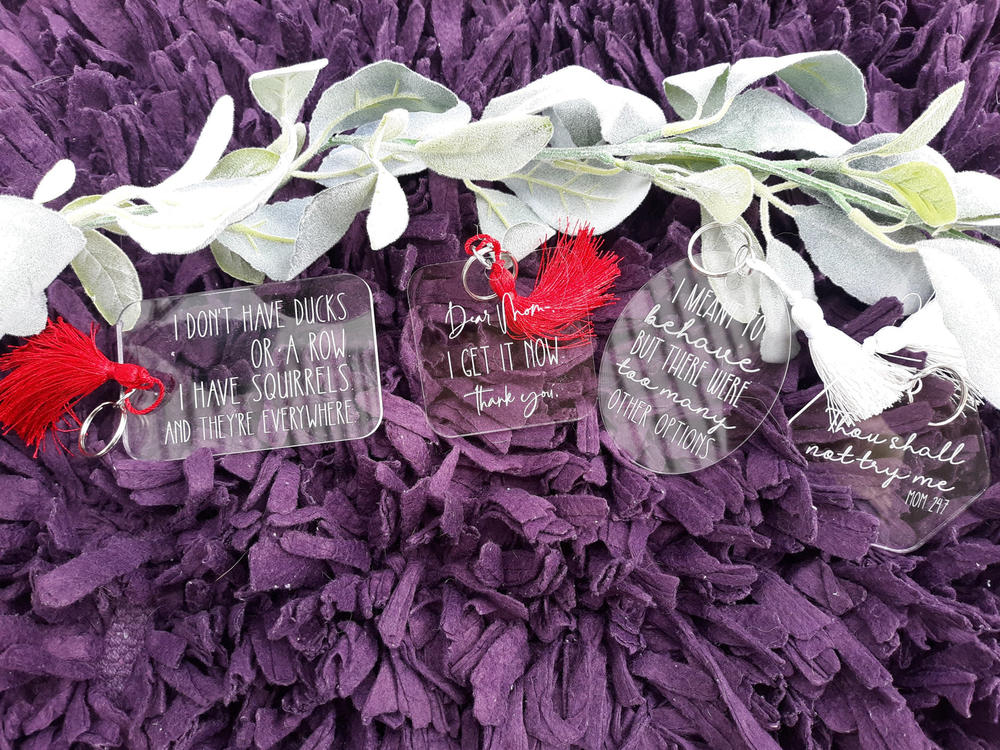 Mom/Funny Keychain set of 4 File SVG Laser Ready GLOWFORGE